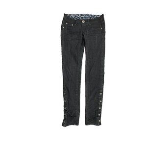Noble Straight‎ Slim Side Leg Button Detail Women's size 1 Black Denim jeans
